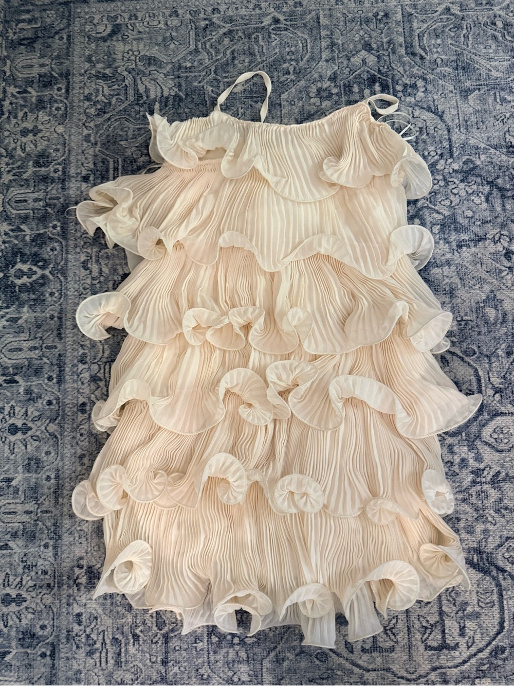 PLEATED LAYERED RUFFLE MINI DRESS - Picture 3 of 5